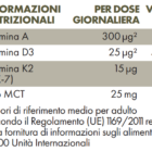 Tabella con valori nutrizionali ZREEN Vitamina D 1000 Vegana