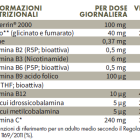 Tabella con valori nutrizionali ZREEN Lactoferrin