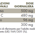 Tabella con valori nutrizionali ZREEN Quercetina