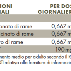 Tabella con valori nutrizionali ZREEN Rame